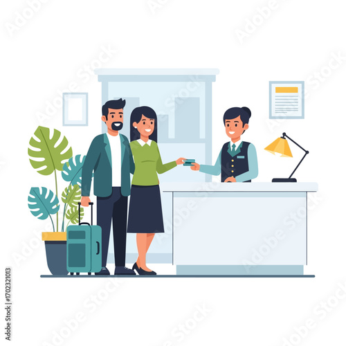 Couple Checking into Hotel