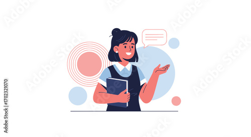 Presenting Information: A Woman Illustratively Offering Insight And Explaining Concepts Visually