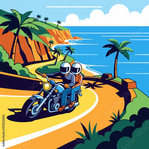 Motorcycle Adventure Along Coastal Road