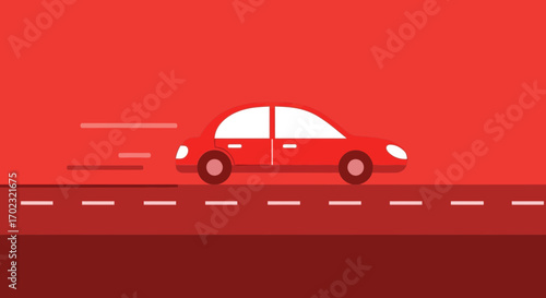 Red car speeding on the road, an abstract illustration of transportation concept without commas