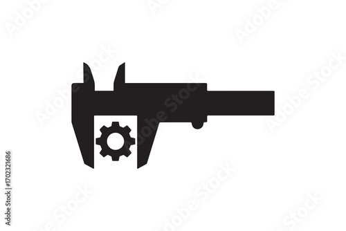 Caliper Measuring Gear Silhouette Design Mechanical Part Measurement Symbol