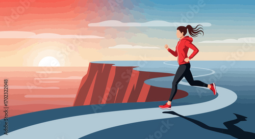 Sunrise Run Along a Winding Path Depicting Hope, Movement, And Perseverance