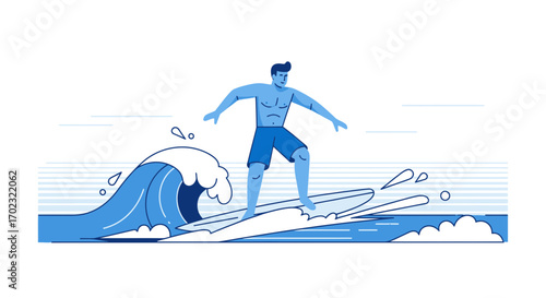 Surfer Bravely Navigating Powerful Wave, Demonstrating Courage And Athletic Prowess