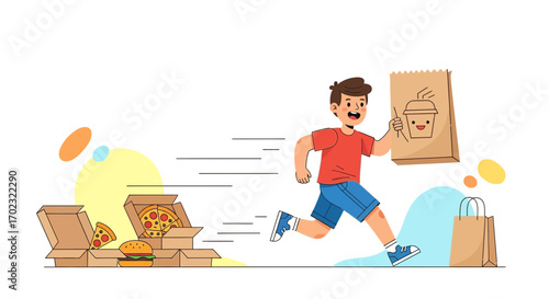 Swift Delivery of Delicious Food, Delivering Fast Service, Running Towards Customers