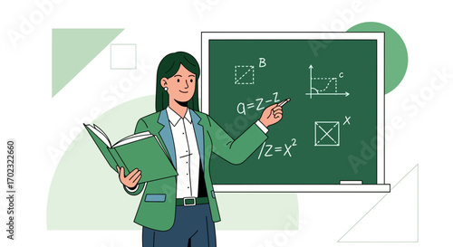 Teacher Explaining Mathematical Concepts In A Classroom Environment Illustration