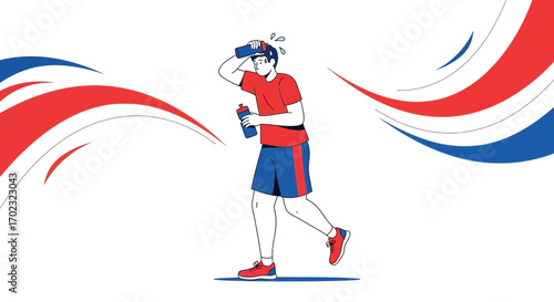 Runner Hydrating After Physical Exertion With Refreshing Water in Modern Illustrated Style