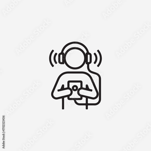 Modern Listener Silhouette – Audio Waves and Mobile Tech