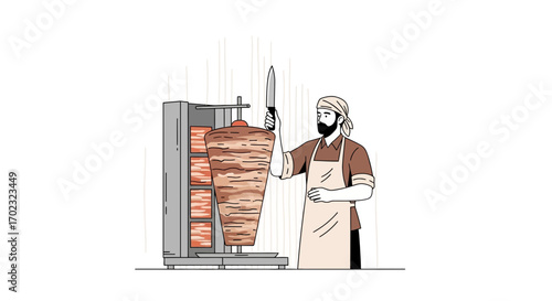 The Art Of Shawarma: A Culinary Portrait of a Skilled Street Food Artisan