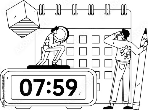 Streamlined schedule planning with a focus on efficiency and time management, using strategic tools and a clear calendar for optimal organization and productivity, deadline approaching
