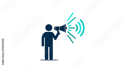 Announcing New Information Through Loudspeaker Symbolizing Communication and Public Relations Efforts