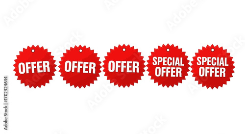 Special Offer Promotion Labels Indicating Discounted Prices for Customers Seeking Bargains