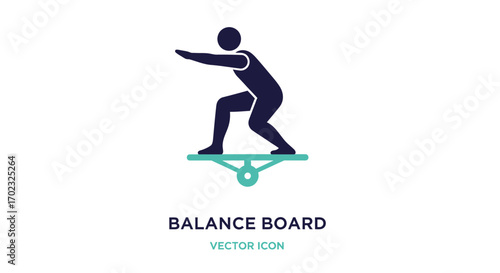 Icon of a person performing a balancing act on a balance board demonstrating core strength and stability exercises for fitness and rehabilitation purposes
