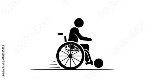 Silhouette of a Person in a Wheelchair Playing Sports with a Ball an Icon Representing Accessibility and Inclusion