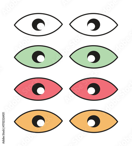 colorful eye symbol icon set