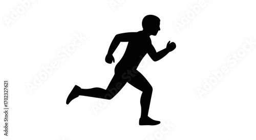 Dynamic Silhouette of a Person in Mid-Stride Capturing the Essence of Movement and Athleticism in a Clean Graphic Representation