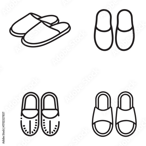 Vector Illustration of Various Types of Slippers and Sandals