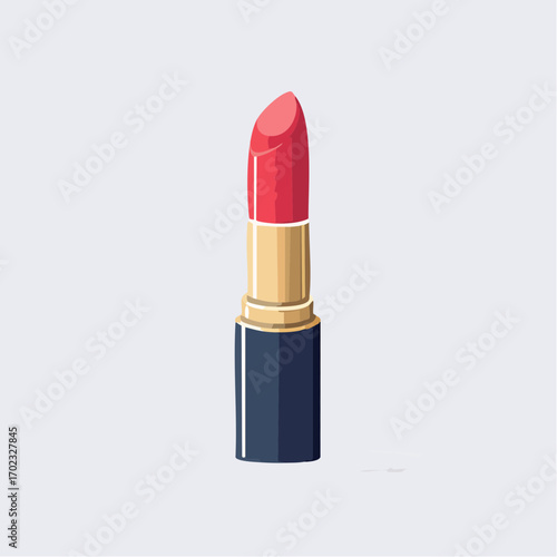 Illustration of a Stylish Red Lipstick Against a Light Gray Background for Beauty Purposes