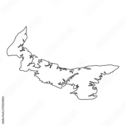 Prince Edward Island, Canada Map Outline Vector Design