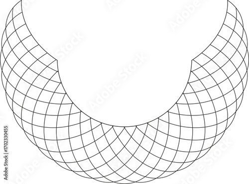 Circular geometry made of thick intersecting arcs forming a symmetrical net structure.