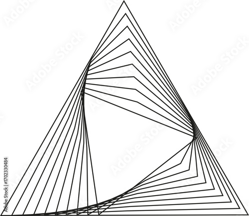 Spiral geometry aligned with triangular framework arranged in circular symmetry.