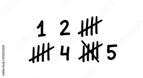 Counting Numbers and Tally Marks Illustrating Data Collection and Frequency Representation