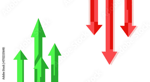 Visual Representation of Market Trends Showing Upward and Downward Arrows Indicating Growth and Decline Contrasting Business Performance Over Time