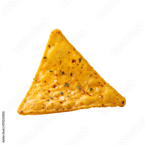 Single tortilla chip isolated on transparent background