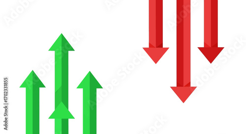Visual Representation of Market Trends Showing Upward and Downward Arrows Indicating Growth and Decline Contrasting Business Performance Over Time