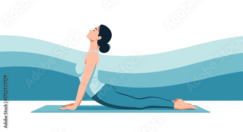 Woman Practicing Yoga In Upward-Facing Dog Pose For Wellbeing And Relaxation