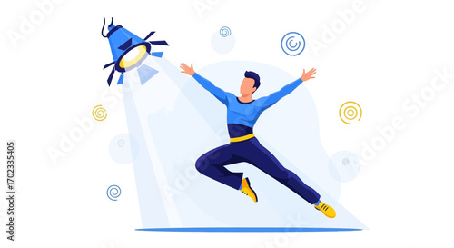 Vector illustration of a man in light and a light vector design illustration