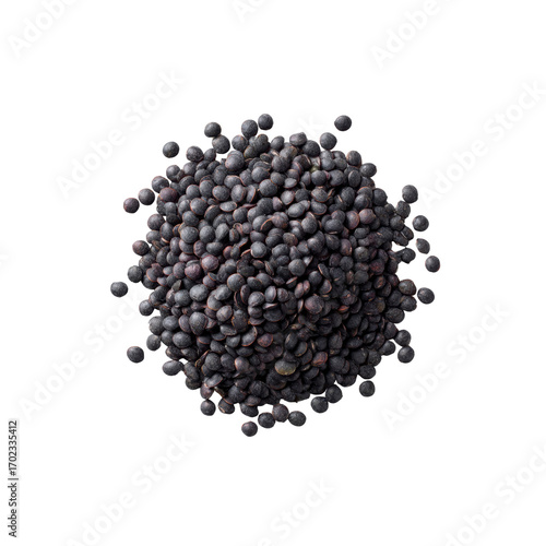 Overhead Close-Up of a Pile of Black Lentils