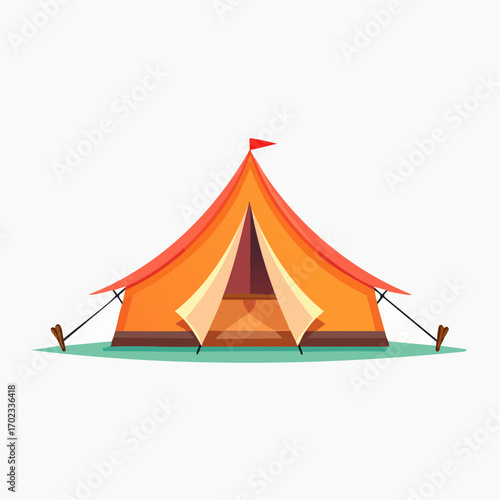 Vibrant cartoon illustration of a camping tent against a clean white background