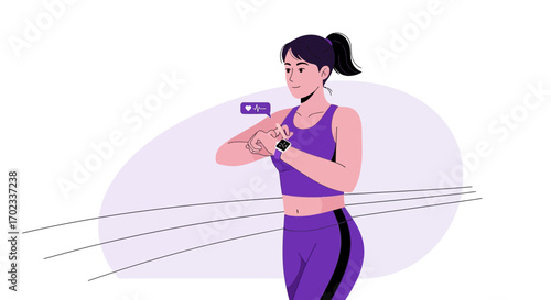 Woman Checking Fitness Tracker During Workout, Illustrating Health And Activity Monitoring