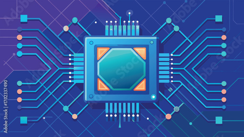 Futuristic Artificial Intelligence Microchip Illustration – Advanced AI Processor, Machine Learning, Data Science, and Digital Technology Concept