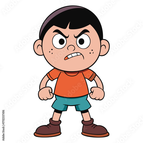 Angry Boy Character Illustration