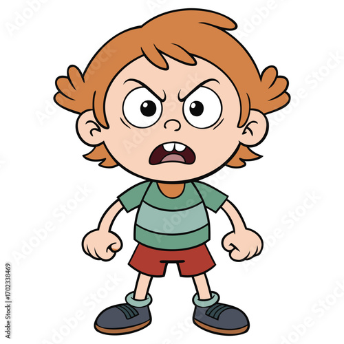 Angry Boy Character Illustration