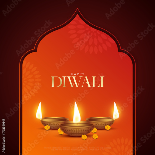 Happy Diwali - festival of lights colorful poster template design with decorative diya lamp. vector illustration.  Indian festival of lights Happy Diwali, holiday Background, Diwali celebration.