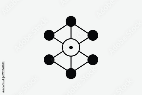 geometric pattern with central circle surrounded by dots silhouette