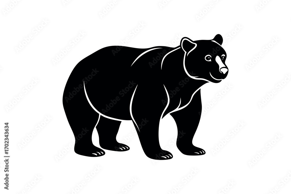 Fototapeta premium a bear standing tall with sharp features silhouette