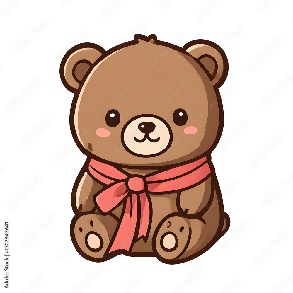 Fototapeta premium Adorable teddy bear with scarf for cute designs