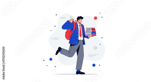 Animated Student Excitement: A Scholarly Journey Depicted With Style And Flair