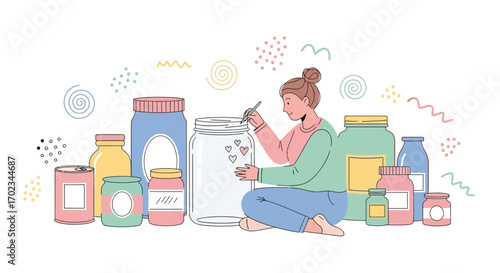 Artistic Woman Decorates Glass Jars With Creative Flair And Charming Details