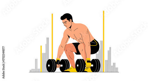 Athlete Concentrating On Lifting Heavy Weights During His Workout Session.