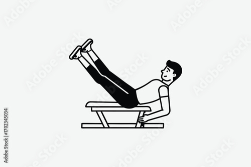 man exercising on bench with legs raised silhouette