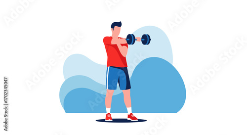 Athlete Exercising With Dumbbells, Fitness Training, Representing Health And Strength