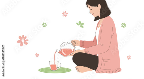 A Serene Moment Of Tea Ritual Observed With Comfort And Gentle Aesthetics Observed