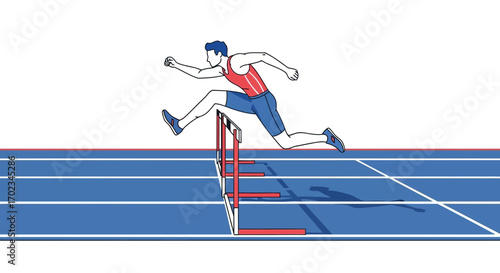 Athlete Leaping Over Hurdles On Track Illustrating Speed, Grace, And Athleticism