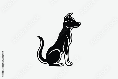 a cat sitting upright with pointed ears silhouette
