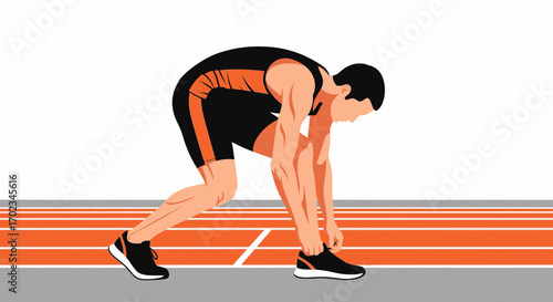 Athlete Preparing to Race: Vector Illustration Capturing Pre-Race Focus and Readiness
