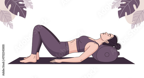 A Woman Practicing Yoga With Support Poses In A Relaxing Position For Mindfulness